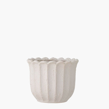 White Stoneware Flowerpot