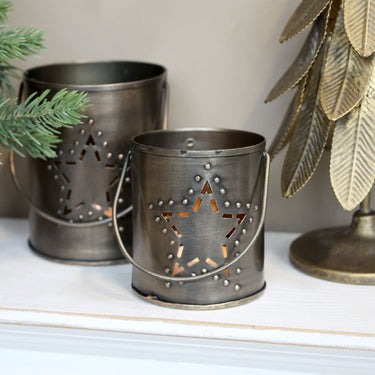 Bronze Hurricane with handle and Star Decor (Large)