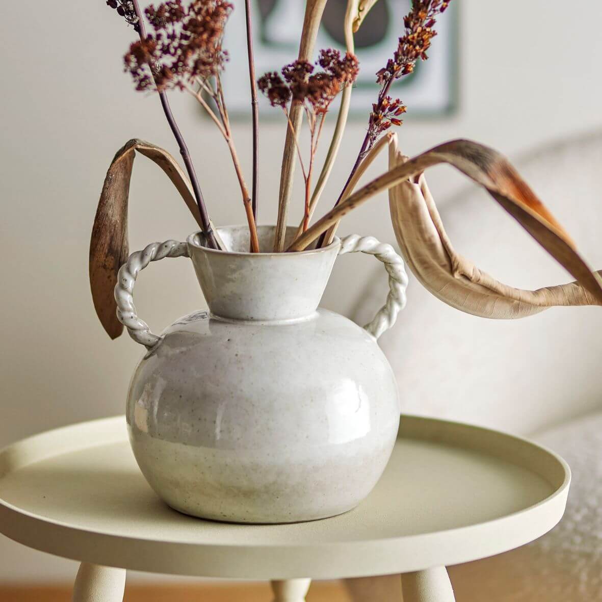 White Stoneware vase in lifestyle photo