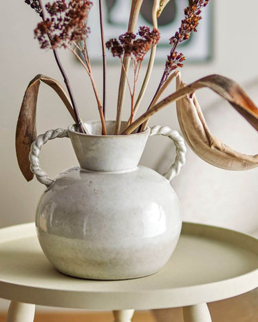 White Stoneware vase in lifestyle photo