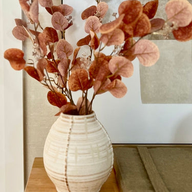Faux Rusty Eucalyptus with little buds  ( 20% off  2 stems/25% off 3 stems!)