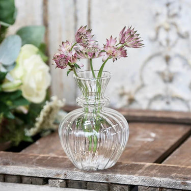 Glass Bud Vase with etching on lifestyle photo