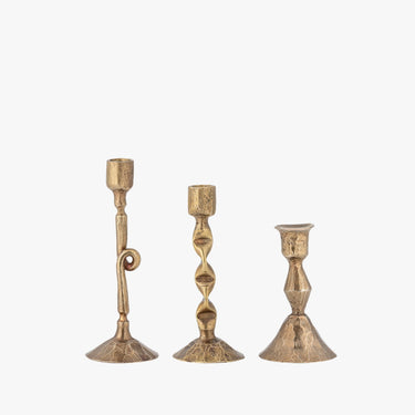 EDEN BRASS CANDLE HOLDERS, SET OF 3