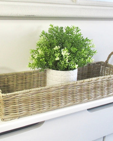 Long Wicker Basket with handles in lifestyle picture