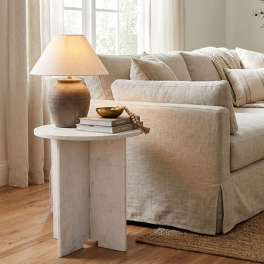 JASMINE SIDE TABLE IN WHITE MARBLE