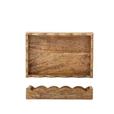 TRAY SCALLOPED IN MANGO WOOD