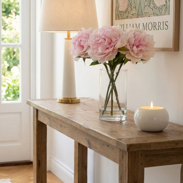 PINK PEONY FLOWER ARRANGMENT IN CYLINDER VASE