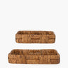 Rattan trays in 2 sizes on white background