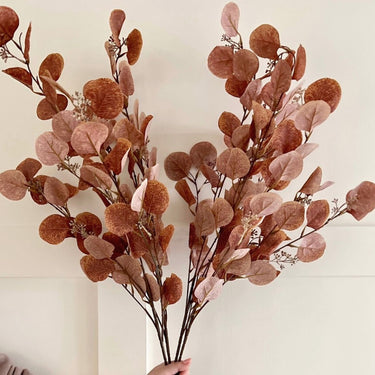 Faux Rusty Eucalyptus with little buds  ( 20% off  2 stems/25% off 3 stems!)