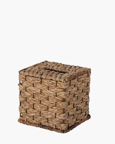 Tissue box cover in seagrass on white background