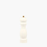 White wooden salt/pepper mill with gold screw on white background
