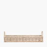 Long wicker basket with handles on white background