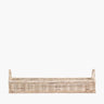 Long wicker basket with handles on white background