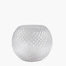Diamond etched glass vase on white background