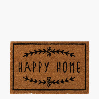Door mat with Happy Home logo on white background