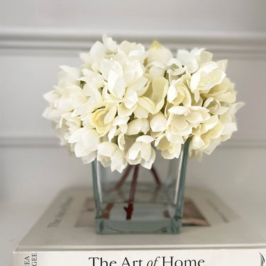 WHITE FAUX HYDRANGEA ARRANGMENT (LARGE)