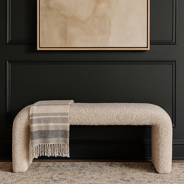 BENCH IN BOUCLE FABRIC