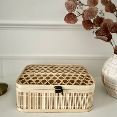 Box made of Bamboo with Lid and Copper clasp