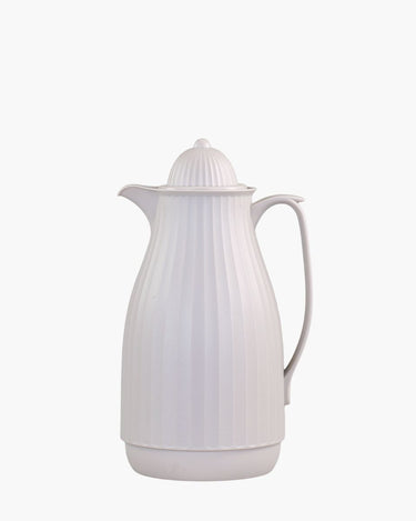 Thermos teapot in mocca on white background