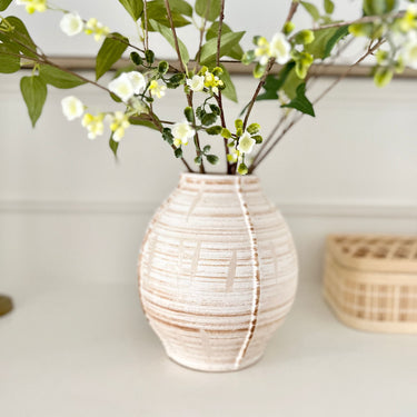 VASE IN CERAMIC CREAM AND BEIGE