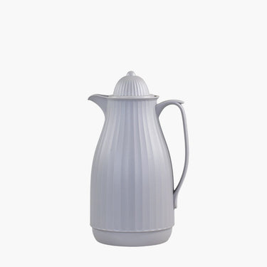 Thermos teapot in french grey on white background