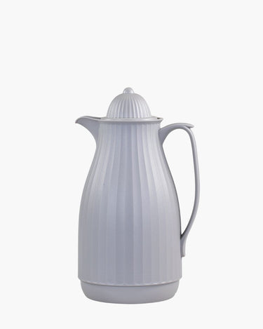 Thermos teapot in french grey on white background