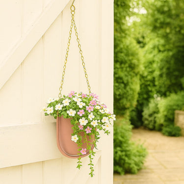 HANGING FLOWERPOT IN PINK AND GOLD CHAIN