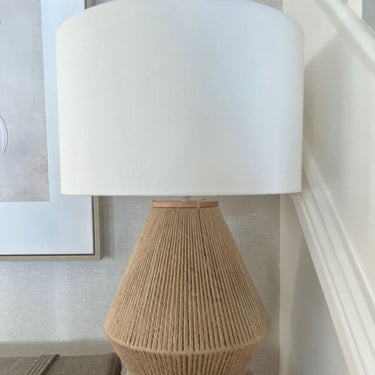 Table lamp (Jute bottom and white shade)