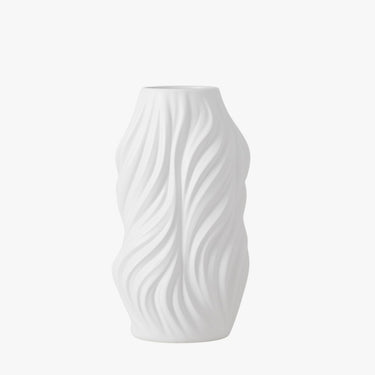 VASE IN WHITE CERAMIC SWISH EFFECT