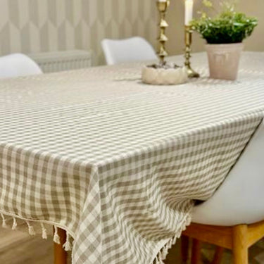 Check Tablecloth in linen blend