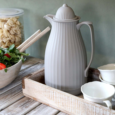 Thermos teapot in grey in lifestyle photo