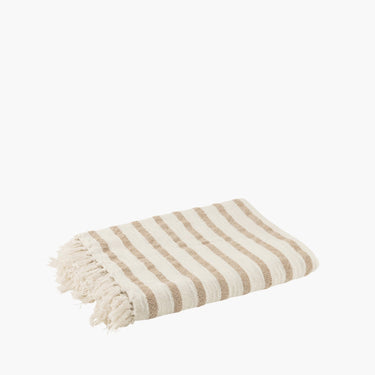 Throw in Striped Cotton/ Linen Taupe and cream