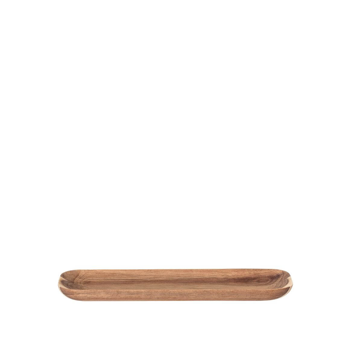Tray in slim acia wood on white background